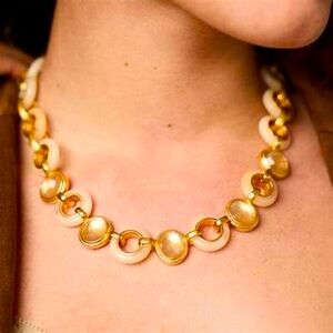 JULIE VOS CARNABY Stone Necklace Ivory 24k gold plated holiday designer luxury